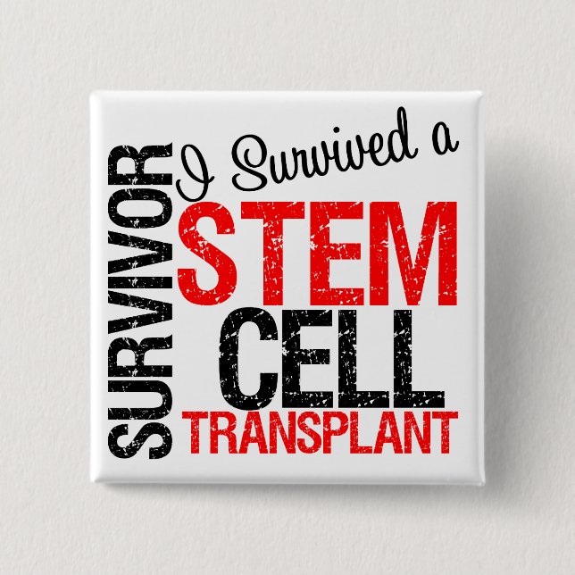 Badge Carré 5 Cm I Survived a Stem Cell Transplant (rouge) (Devant)
