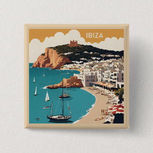 Badge Carré 5 Cm Ibiza, Espagne Affiche de voyage