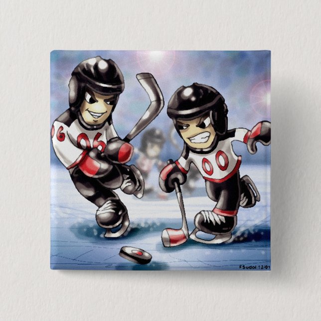 Badge Carré 5 Cm icehockey (Devant)