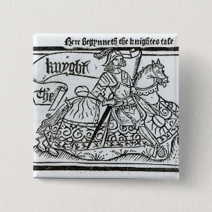 Badge Carré 5 Cm "Ici Begynneth le Knightes Tale