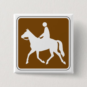 Badge Carré 5 Cm Icône de silhouette de cheval de randonnée équestr