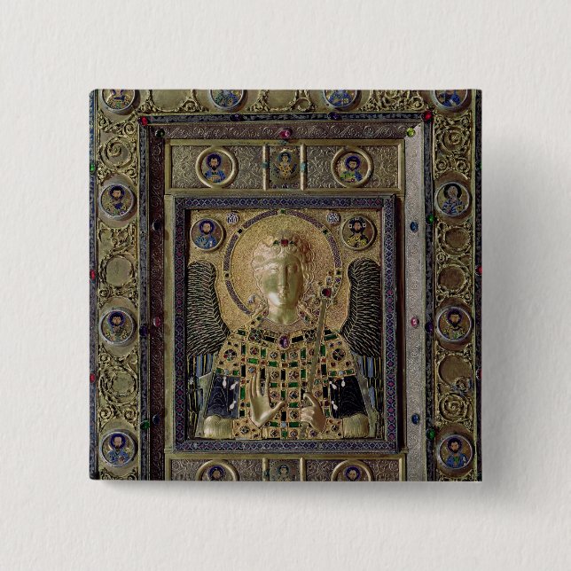 Badge Carré 5 Cm Icône dépeignant Arkhangel Michael (Devant)
