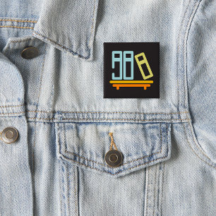 Badge Carré 5 Cm Icône Graphique de Bibliothèque Minimaliste