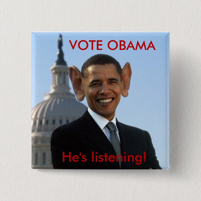 Badge Carré 5 Cm Il écoute (Devant)