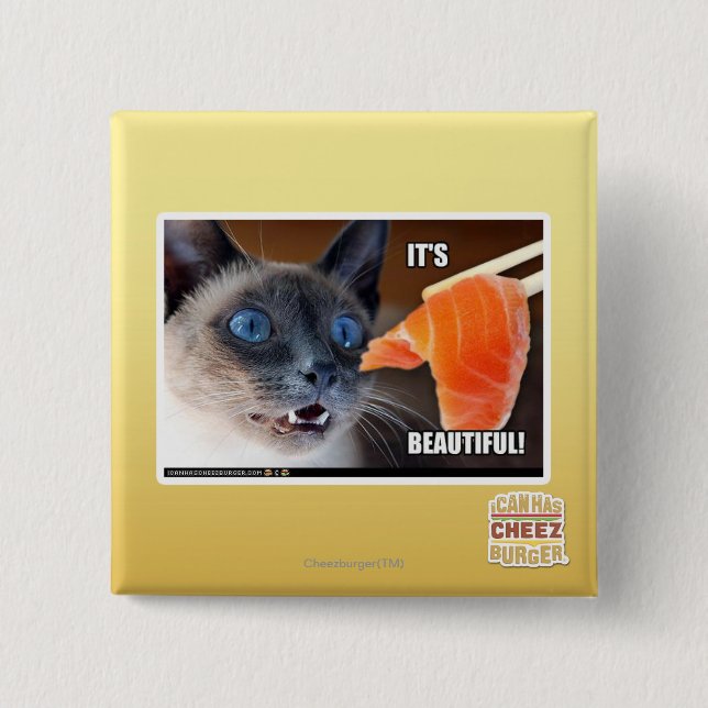 Badge Carré 5 Cm Il est beau ! (Devant)