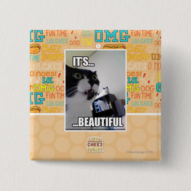 Badge Carré 5 Cm Il est beau (Devant)