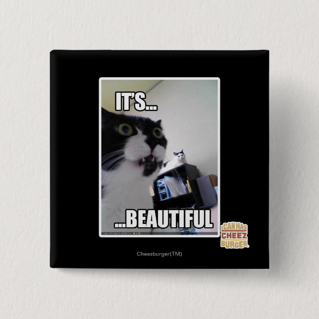 Badge Carré 5 Cm Il est beau (Devant)