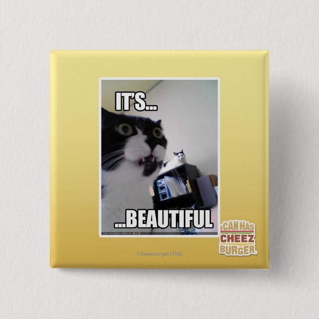 Badge Carré 5 Cm Il est beau (Devant)