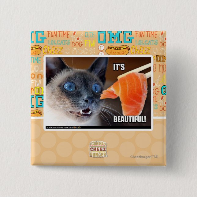 Badge Carré 5 Cm Il est beau ! (Devant)