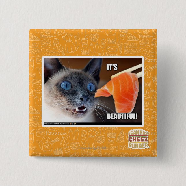 Badge Carré 5 Cm Il est beau ! (Devant)