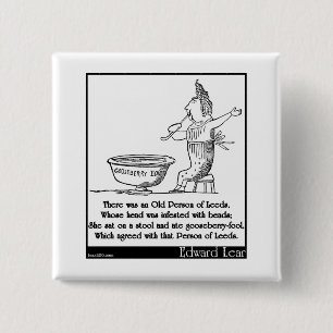 Badge Carré 5 Cm Il y avait une personne âgée de Leeds