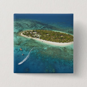 Badge Carré 5 Cm Île au trésor Resort et bateau, Fidji