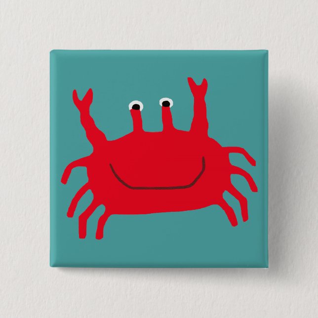 Badge Carré 5 Cm Île Crab (Devant)