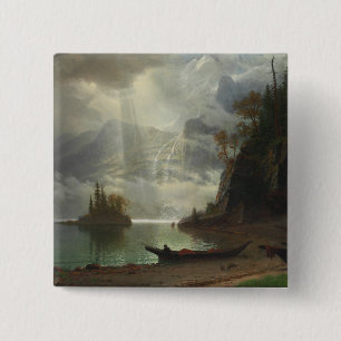 Badge Carré 5 Cm Île dans le lac (huile sur la toile)