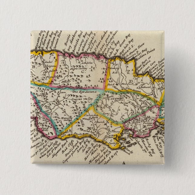 Badge Carré 5 Cm Île de Jamaïque (Devant)