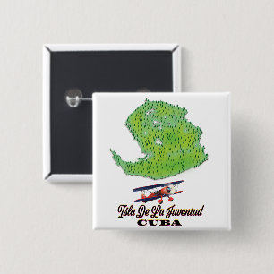Badge Carré 5 Cm Île de la jeunesse Cuba