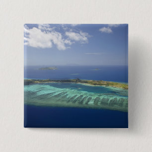 Badge Carré 5 Cm Île de Mana et récif de corail, îles Mamanuca