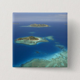 Badge Carré 5 Cm Île de Matamanoa et récif de corail, île de Mamanu