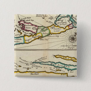Badge Carré 5 Cm Île des Bermudes, partie de l'île de la Providen
