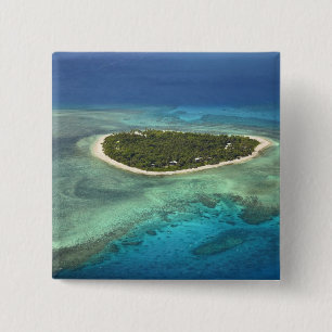 Badge Carré 5 Cm Île Tavarua et récif corallien, îles Mamanuca