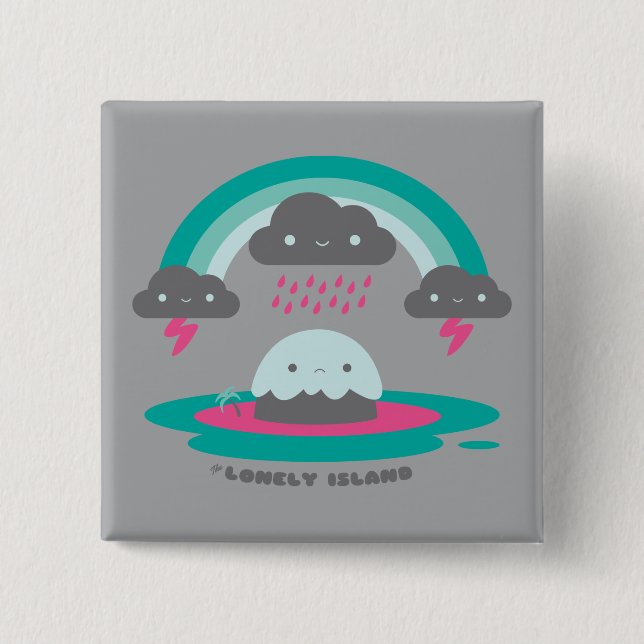 Badge Carré 5 Cm Île triste 2 (Devant)