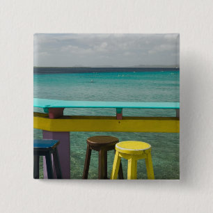 Badge Carré 5 Cm Îles ABC, BONAIRE, Kralendijk : Vue sur l'océan
