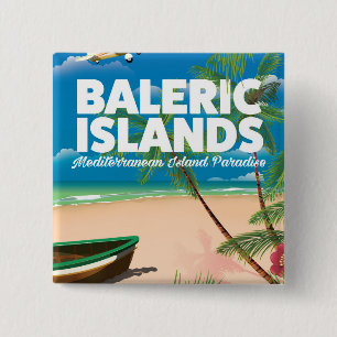Badge Carré 5 Cm îles baléares paradis méditerranéen