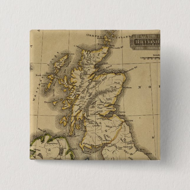 Badge Carré 5 Cm Îles britanniques 2 (Devant)