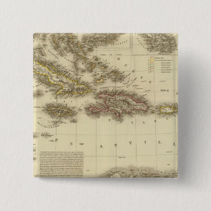Badge Carré 5 Cm Îles des Caraïbes et Antilles