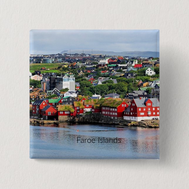 Badge Carré 5 Cm Îles Féroé (Torshavn) (Devant)