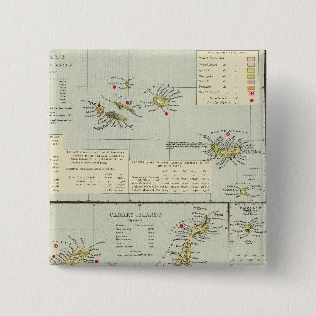 Badge Carré 5 Cm Îles, océan Atlantique (Devant)