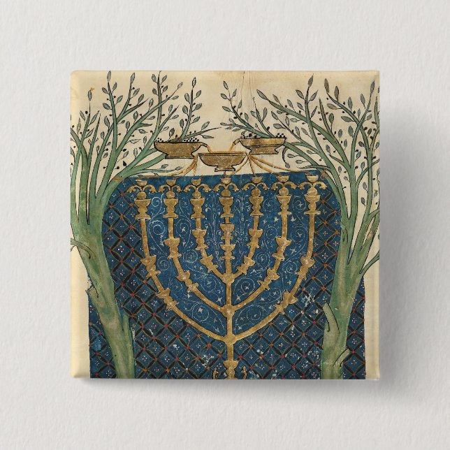 Badge Carré 5 Cm Illumination d'un menorah, de (Devant)