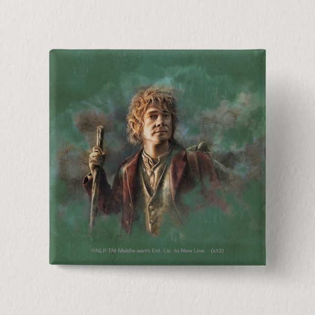 Badge Carré 5 Cm Illustration BILBO BAGGINS™ (Devant)