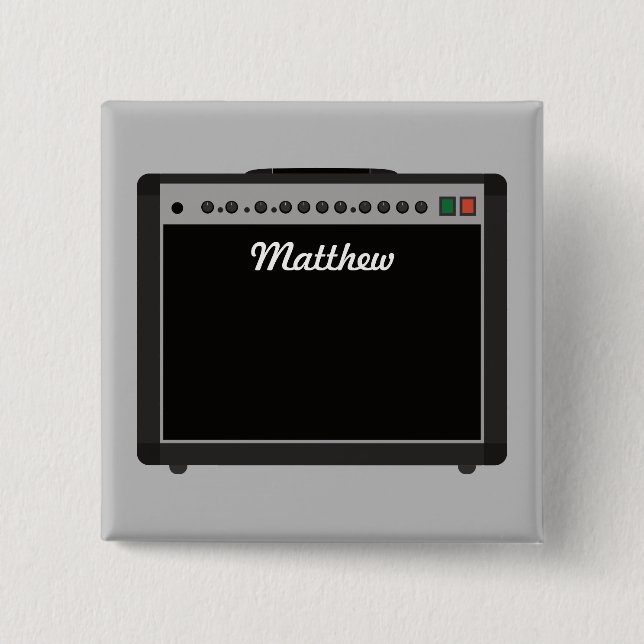 Badge Carré 5 Cm Illustration d'amplificateur personnalisé pour mus (Devant)