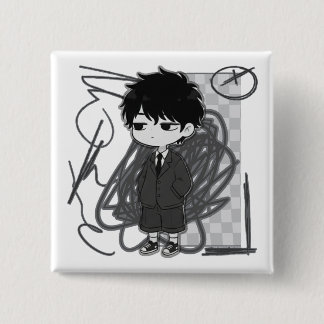 Badge Carré 5 Cm Illustration de garçon chibi en costume liée à l'é