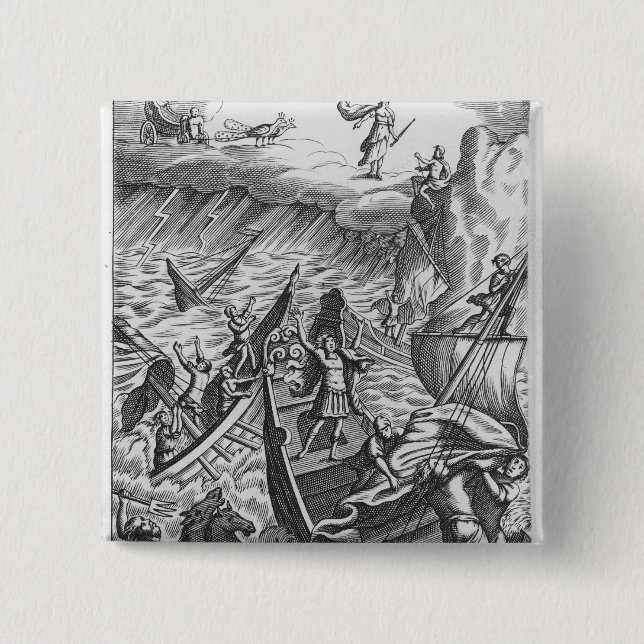 Badge Carré 5 Cm Illustration "de l'Aeneid" par Virgil (Devant)