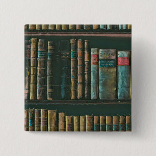 Badge Carré 5 Cm Illustration de l'amoureux de bibliothèque