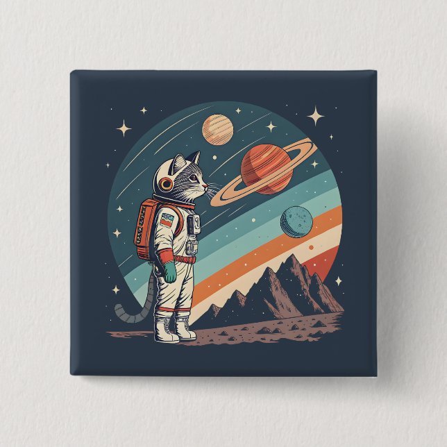 Badge Carré 5 Cm Illustration de l'espace cosmique de l'astronaute  (Devant)
