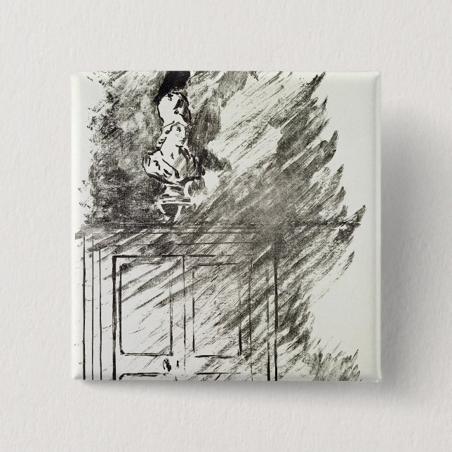 Badge Carré 5 Cm Illustration de Manet | pour 'le Raven (Devant)
