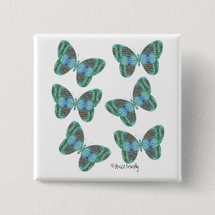 Badge Carré 5 Cm Illustration de papillon à bijoux