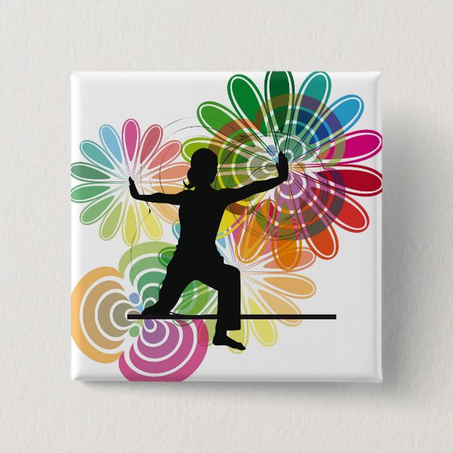 Badge Carré 5 Cm Illustration de yoga (Devant)
