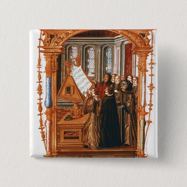 Badge Carré 5 Cm Illustration dépeignant le chant de choeur (Devant)