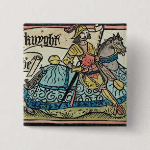 Badge Carré 5 Cm Illustration "des contes de Cantorbéry