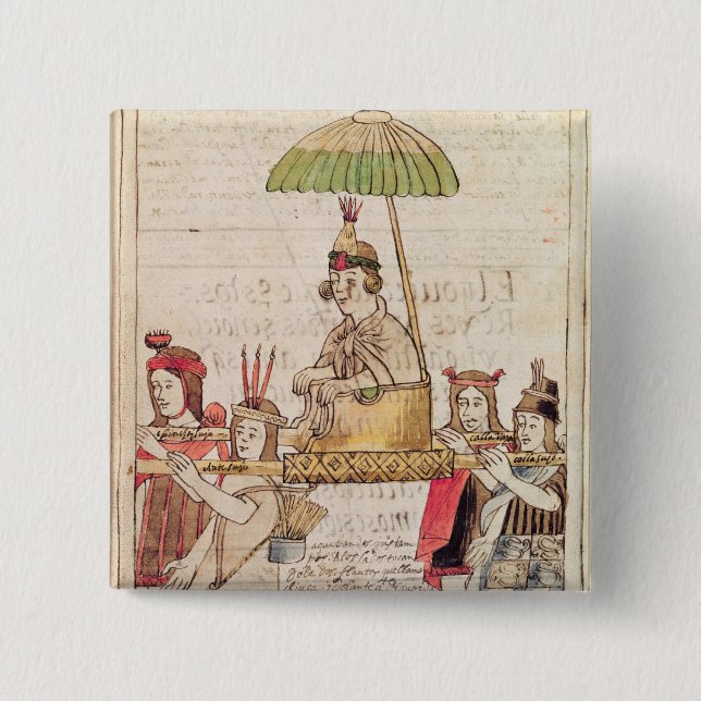 Badge Carré 5 Cm Illustration d'Inca de Huascar (Devant)