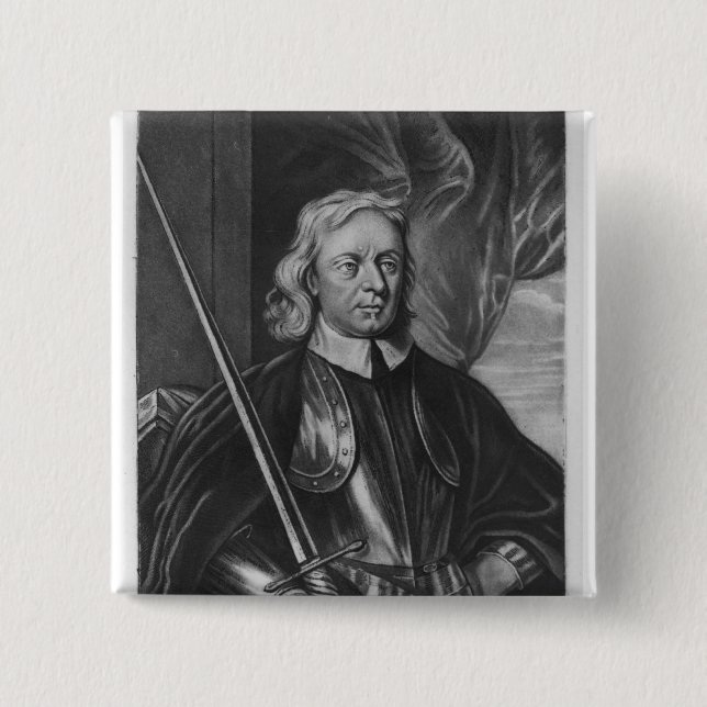Badge Carré 5 Cm Illustration d'Oliver Cromwell (Devant)