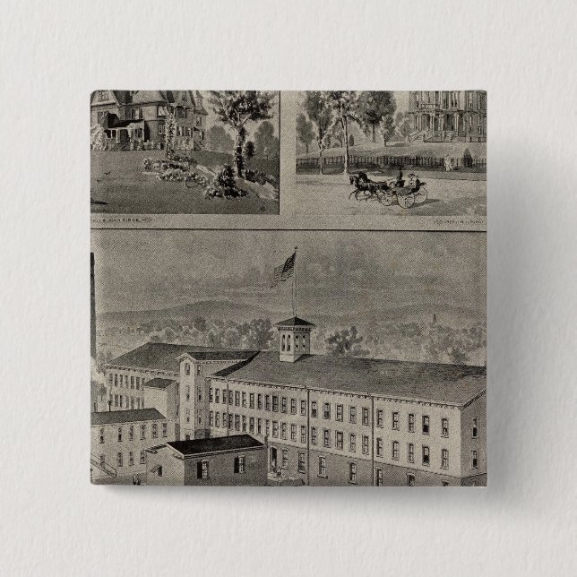 Badge Carré 5 Cm Illustration du Connecticut de Bristol (Devant)