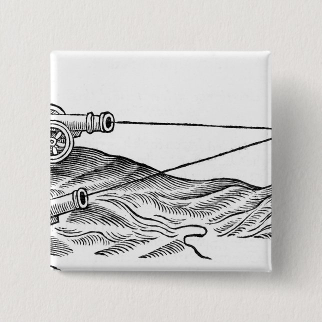 Badge Carré 5 Cm Illustration du feu de canon (Devant)