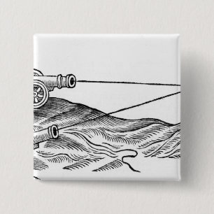 Badge Carré 5 Cm Illustration du feu de canon