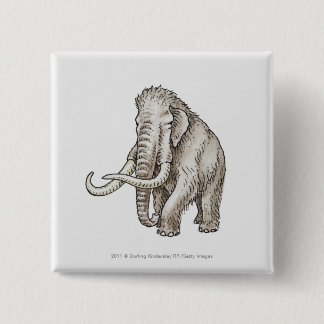 Badge Carré 5 Cm Illustration d'un mammouth
