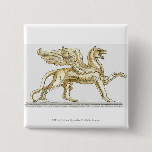 Badge Carré 5 Cm Illustration d'une statue de griffon